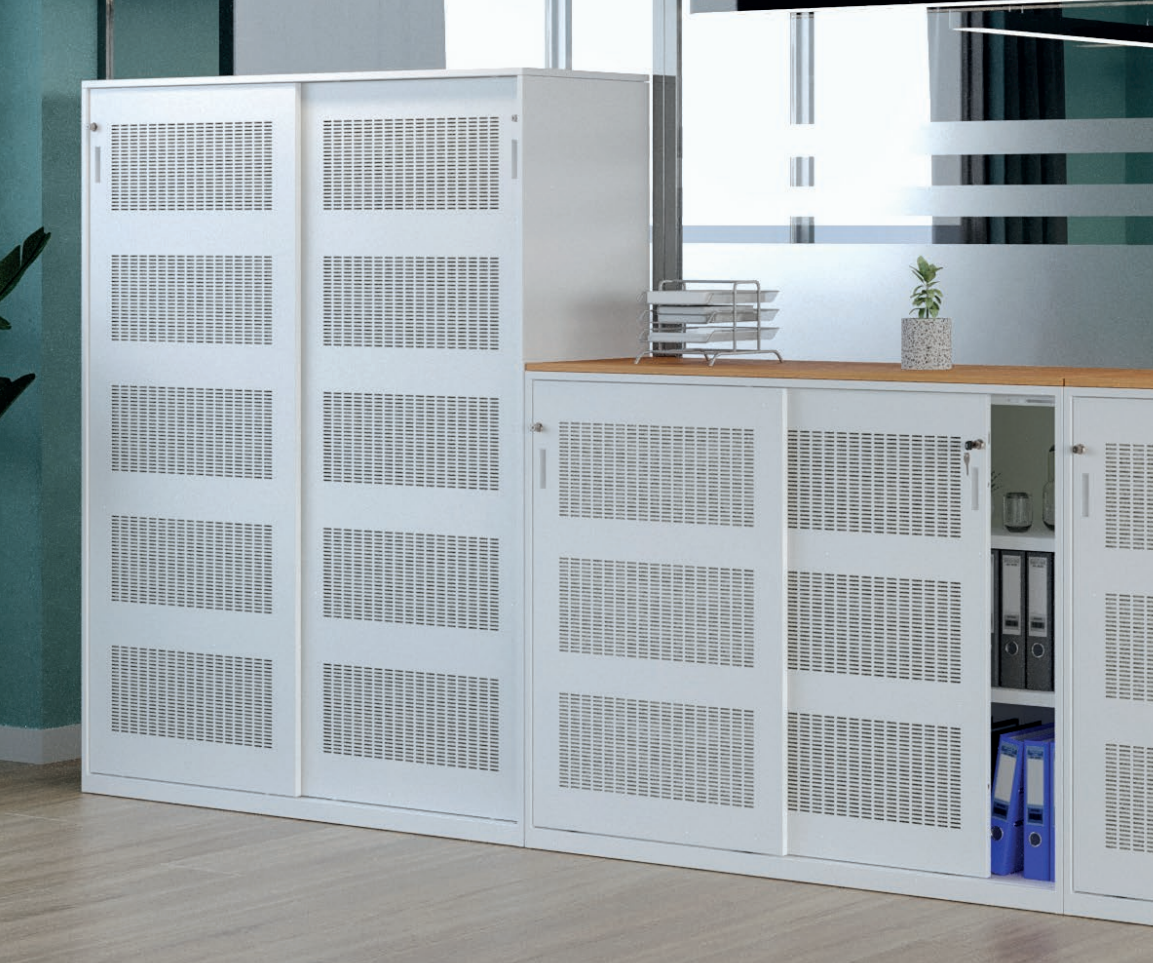 Weißer Officeschrank mit Schiebetür