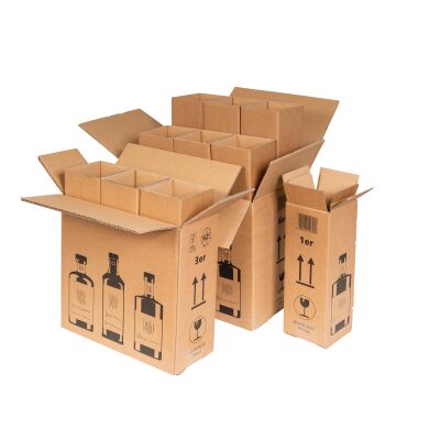 Versandkartons braun für Ginflaschen - Sets inkl. Einlagen
