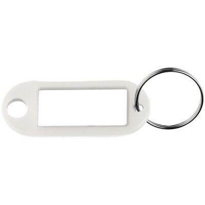Schlüsselanhänger, weiß, mit beschriftbaren Etiketten, VE = 1 Packung á 100 Stück