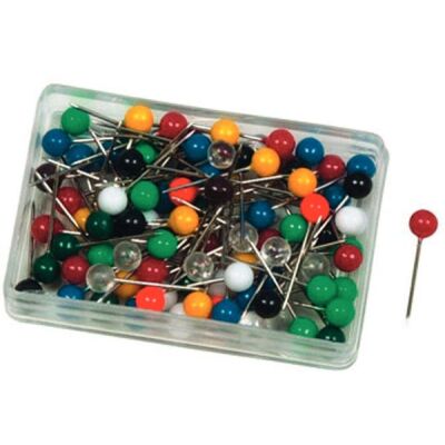 Markierungs-/Rundkopf-/Landkartennadel, Kopfdurchmesser 5 x 16 mm, dunkelblau, VE = 1 Packung = 100 Stück