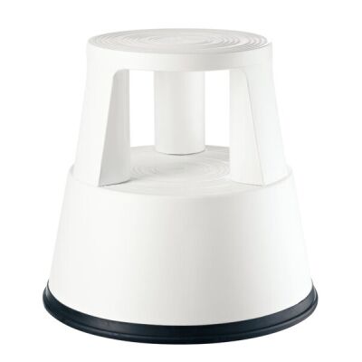 Rollhocker, weiß, mit 3 Gleitrollen, rutschfester Gummibezug, zusammensteckbar