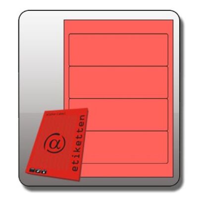 Rückenschilder, selbstklebend, kurz / breit, 190 x 61mm, rot, VE = 1 Packung = 100 Blatt, 100 Blatt = 400 Etiketten