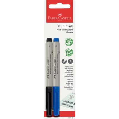 Multimark Folienstift, Strichstärke: 0,8, 2er Blisterkarte, blau/schwarz, non-permanent