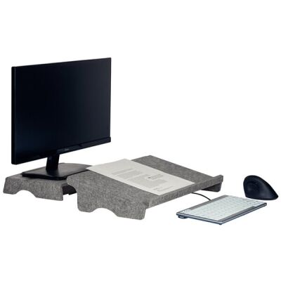 Monitorständer Q-riser 50 Circular, grau, aus PET-Filz.