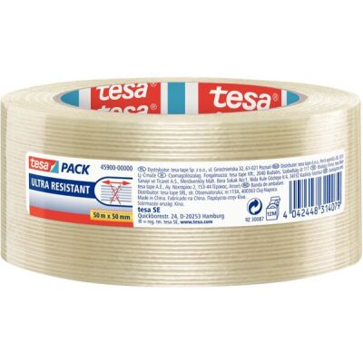 tesapack® Ultra Resistant , basierent auf Glasfilamenten,  transparent, 50 mm x 50 m