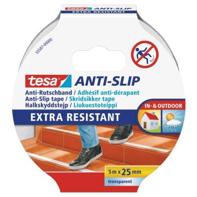 Anti-Rutschband transparent, für Innen und Außen, Reinigungsmittel-/Temperaturbeständig, L x B: 5 m x 25 mm