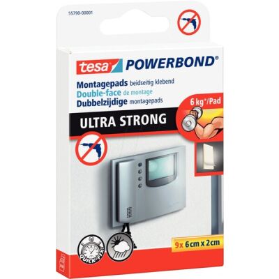Powerbond® ULTRA STRONG PADS, doppelseitige Montagepads, hält max. 6 kg, 9 Stück, 60 x 20 mm