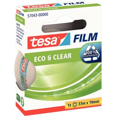 tesafilm Eco & Clear, transparent und klar,  19 mm x 33 m, 1 Rolle