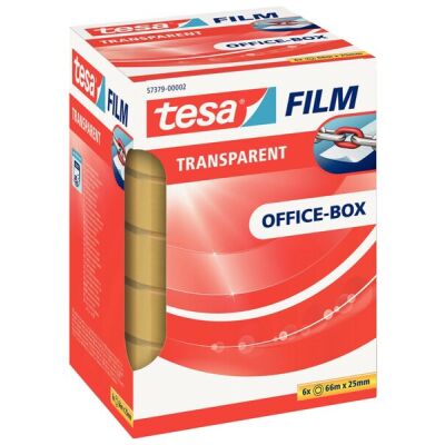 tesafilm®  transparent, 66 m x 25 mm, Packung à 6 Rollen