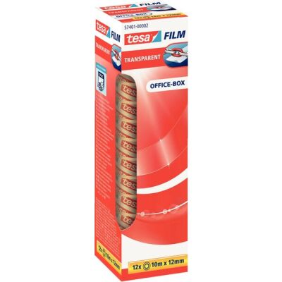 tesafilm®  transparent, 10 m x 12 mm, Packung à 12 Rollen