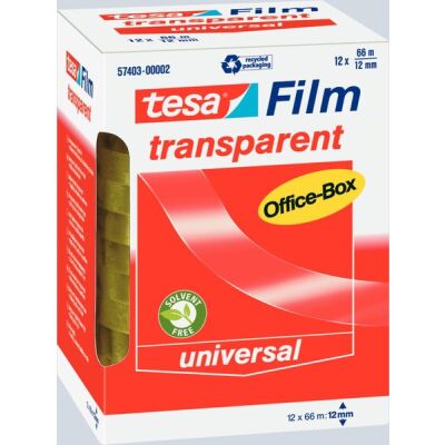 tesafilm®  transparent, 66 m x 12 mm, Packung à 12 Rollen