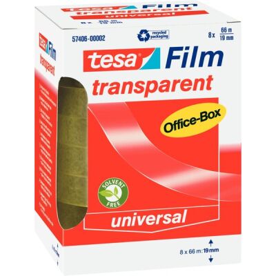 tesafilm®  transparent, 66 m x 19 mm, Packung à 8 Rollen