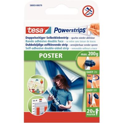tesa Powerstrips® POSTER, für max. 200 g, Packung mit 20 Strips