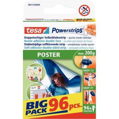 tesa Powerstrips® POSTER Big Pack, für max. 200 g, Packung mit 96 Strips
