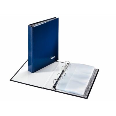 Visitenkartenbuch dunkelblau, 4-Ring- Mechanik, mit Register u. Visiten-
