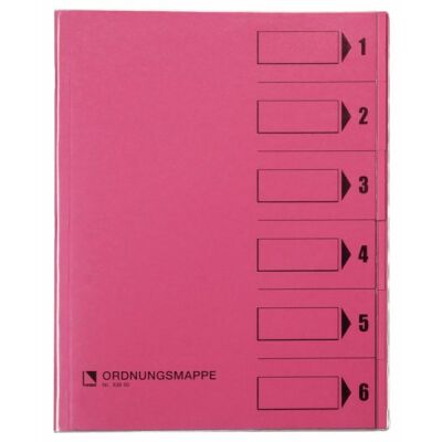Bene Ordnungsmappe, 6 Fächer, rosa, 250g/qm Recycling-Karton, Vorderdeckel zum Beschriften, 3 Sichtlöcher im Fächerblock