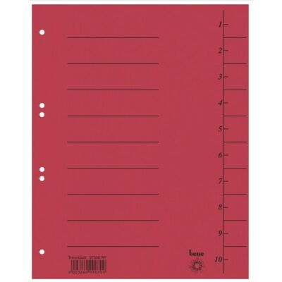 Trennblätter, A4, rot, Recycling-Karton 250g/m2