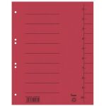 Trennblätter, A4, rot, Recycling-Karton 250g/m2