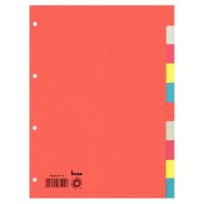 Farbregister, A4, 10-tlg., mehrfarbig, 4er-Lochung, Karton