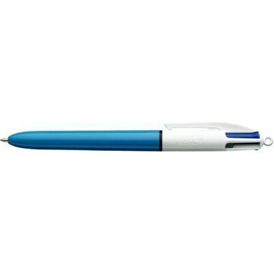 Vierfarb-Druckkugelschreiber 4 Colours, "Der Klassiker", Schaft in Hellblau/Weiß, nachfüllbar, Strichstärke: 0,4 mm