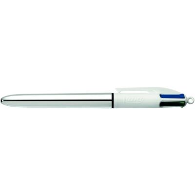 4-Farb-Kugelschreiber Shine Silver, Strichstärke: 0,4 mm, silber/weiß