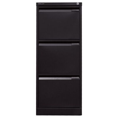 Hängeregistraturschrank, einbahnig, DIN A4, 3 HR-Schubladen, Farbe schwarz, abschließbar, Maße (HxBxT): 1.016 x 413 x 622 mm