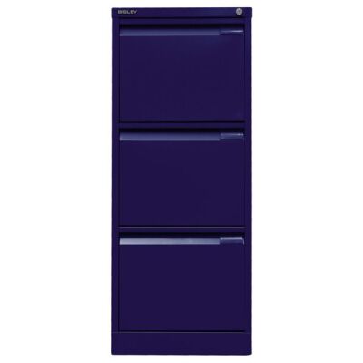 Hängeregistraturschrank, einbahnig, DIN A4, 3 HR-Schubladen, Farbe oxfordblau, abschließbar, Maße (HxBxT): 1.016 x 413 x 622 mm