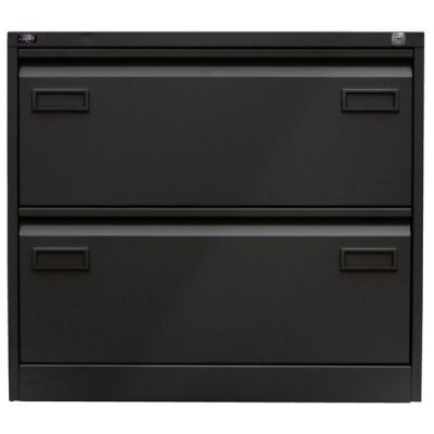 LIGHT Hängeregistraturschrank, doppelbahnig, DIN A4, 2 HR-Schubladen, Farbe schwarz, abschließbar, Maße (HxBxT): 711 x 800 x 622 mm