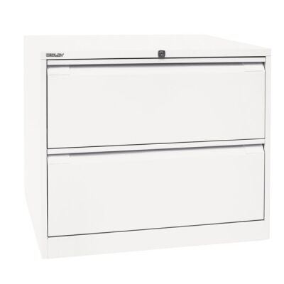 LIGHT Hängeregistraturschrank, doppelbahnig, DIN A4, 2 HR-Schubladen, Farbe verkehrsweiß, abschließbar, Maße (HxBxT): 711 x 800 x 622 mm