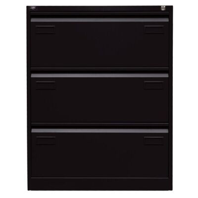 LIGHT Hängeregistraturschrank, doppelbahnig, DIN A4, 3 HR-Schubladen, Farbe schwarz, abschließbar, Maße (HxBxT): 1.016 x 800 x 622 mm