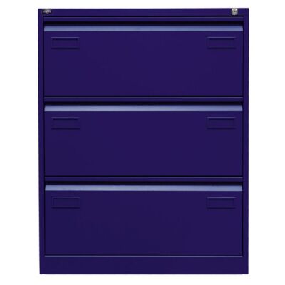 LIGHT Hängeregistraturschrank, doppelbahnig, DIN A4, 3 HR-Schubladen, Farbe oxfordblau, abschließbar, Maße (HxBxT): 1.016 x 800 x 622 mm