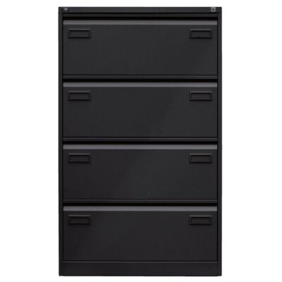 LIGHT Hängeregistraturschrank, doppelbahnig, DIN A4, 4 HR-Schubladen, Farbe schwarz, abschließbar, Maße (HxBxT): 1.321 x 800 x 622 mm