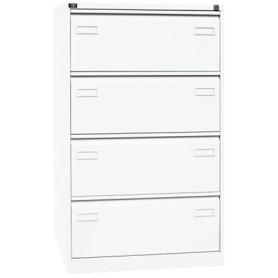 LIGHT Hängeregistraturschrank, doppelbahnig, DIN A4, 4 HR-Schubladen, Farbe verkehrsweiß, abschließbar, Maße (HxBxT): 1.321 x 800 x 622 mm