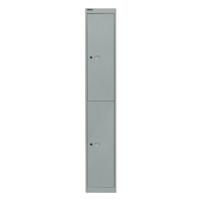 Garderobenschrank Office, 1 Abteil, 2 Fächer, Farbe silber, abschließbar, Maße (HxBxT): 1.802 x 305 x 305 mm