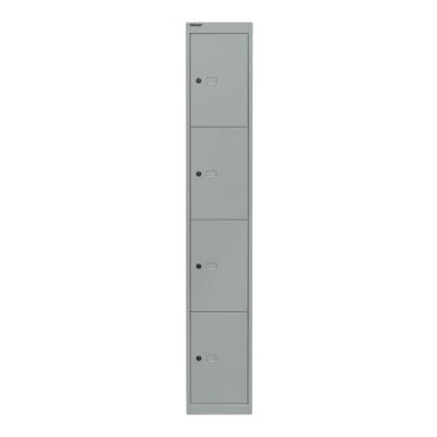 Schließfachschrank Office, 1 Abteil, 4 Fächer, Farbe silber, Maße (HxBxT): 1.802 x 305 x 305 mm