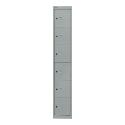 Schließfachschrank Office, 1 Abteil, 6 Fächer, Farbe silber, Maße (HxBxT): 1.802 x 305 x 305 mm