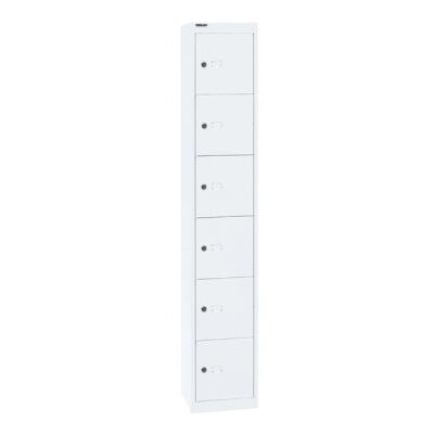 Schließfachschrank Office, 1 Abteil, 6 Fächer, Farbe verkehrsweiß, Maße (HxBxT): 1.802 x 305 x 305 mm