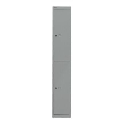 Garderobenschrank Office, 1 Abteil, 2 Fächer, Farbe silber, abschließbar, Maße (HxBxT): 1.802 x 305 x 457 mm