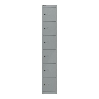 Schließfachschrank Office, 1 Abteil, 6 Fächer, Farbe silber, Maße (HxBxT): 1.802 x 305 x 457 mm