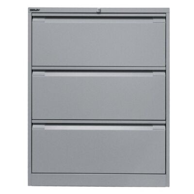 Hängeregistraturschrank, doppelbahnig, DIN A4, 3 HR-Schubladen, Farbe silber, abschließbar, Maße (HxBxT): 1.016 x 800 x 622 mm