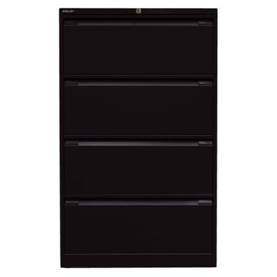 Hängeregistraturschrank, doppelbahnig, DIN A4, 4 HR-Schubladen, Farbe schwarz, abschließbar, Maße (HxBxT): 1.321 x 800 x 622 mm