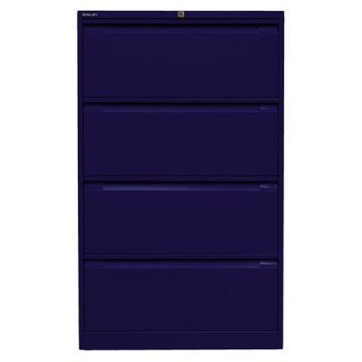 Hängeregistraturschrank, doppelbahnig, DIN A4, 4 HR-Schubladen, Farbe oxfordblau, abschließbar, Maße (HxBxT): 1.321 x 800 x 622 mm