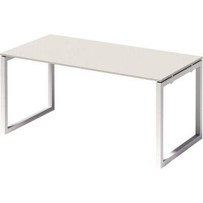 Cito Schreibtisch,mit höhenfixem O-Gestell, Dekor grauweiß, Gestell verkehrsweiß, Maße (HxBxT): 740 x 1.600 x 800 mm