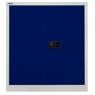 Flügeltürenschrank Universal, 1 Fachboden, 2 OH, Farbe Korpus lichtgrau, Türen oxfordblau, abschließbar, Maße (HxBxT): 1.000 x 914 x 400 mm