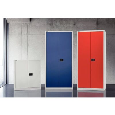 Flügeltürenschrank Universal, 1 Fachboden, 2 OH, Farbe verkehrsweiß, abschließbar, Maße (HxBxT): 1.000 x 914 x 400 mm