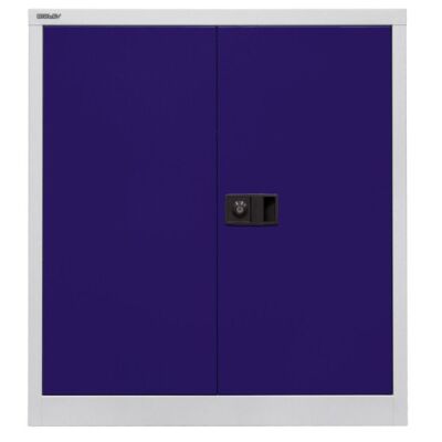 Flügeltürenschrank Universal, 1 verzinkter Fachboden, 2 OH, Farbe Korpus lichtgrau, Türen oxfordblau, abschließbar, Maße (HxBxT): 1.000 x 914 x 400 mm