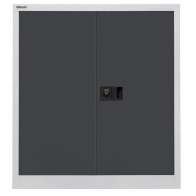 Flügeltürenschrank Universal, 1 verzinkter Fachboden, 2 OH, Farbe Korpus lichtgrau, Türen anthrazitgrau, abschließbar, Maße (HxBxT): 1.000 x 914 x 400 mm