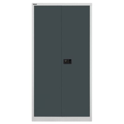 Flügeltürenschrank Universal, 3 Fachböden, 4 OH, Farbe Korpus lichtgrau, Türen anthrazitgrau, abschließbar, Maße (HxBxT): 1.806 x 914 x 400 mm