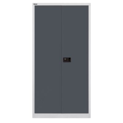 Flügeltürenschrank Universal, 3 verzinkte Fachböden, 4 OH, Farbe Korpus lichtgrau, Türen anthrazitgrau, abschließbar, Maße (HxBxT): 1.806 x 914 x 400 mm