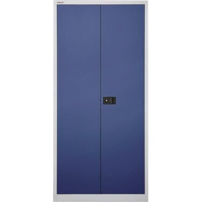 Flügeltürenschrank Universal, 4 Fachböden, 5 OH, Farbe Korpus lichtgrau, Türen oxfordblau, abschließbar, Maße (HxBxT): 1.950 x 914 x 400 mm